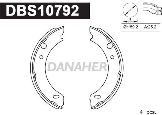 Danaher DBS10792 - Комплект тормозов, ручник, парковка autodnr.net