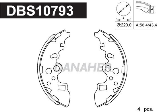 Danaher DBS10793 - Комплект гальм, барабанний механізм autocars.com.ua