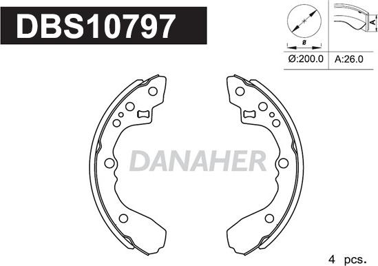 Danaher DBS10797 - Комплект тормозных колодок, барабанные autodnr.net