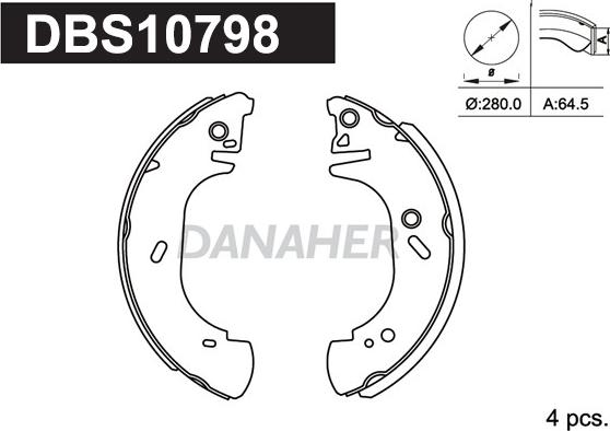 Danaher DBS10798 - Комплект тормозных колодок, барабанные autodnr.net