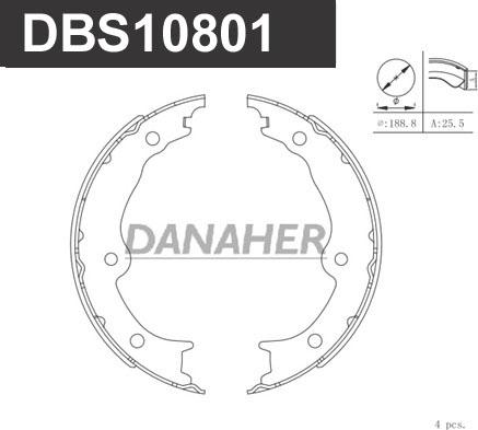 Danaher DBS10801 - Комплект гальм, ручник, парковка autocars.com.ua