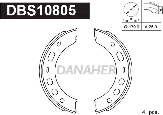 Danaher DBS10805 - Комплект гальм, ручник, парковка autocars.com.ua