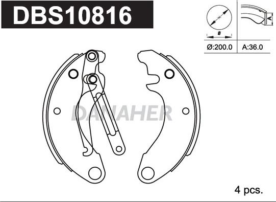 Danaher DBS10816 - Комплект тормозных колодок, барабанные autodnr.net