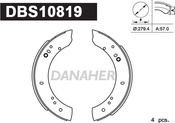 Danaher DBS10819 - Комплект гальм, барабанний механізм autocars.com.ua