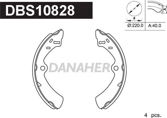 Danaher DBS10828 - Комплект тормозных колодок, барабанные autodnr.net