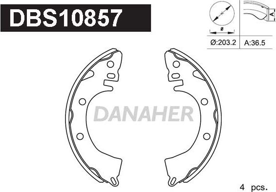 Danaher DBS10857 - Комплект тормозных колодок, барабанные autodnr.net