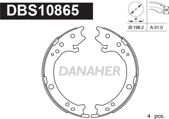 Danaher DBS10865 - Комплект гальм, ручник, парковка autocars.com.ua