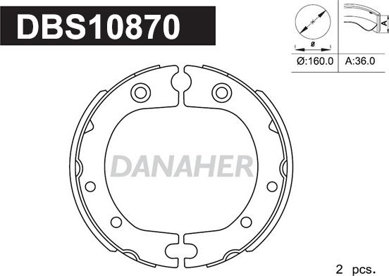 Danaher DBS10870 - Комплект гальм, ручник, парковка autocars.com.ua