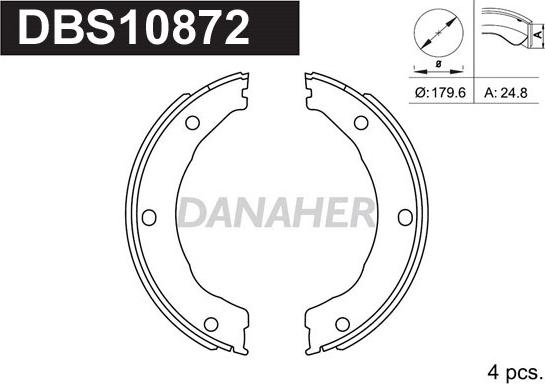 Danaher DBS10872 - Комплект гальм, ручник, парковка autocars.com.ua