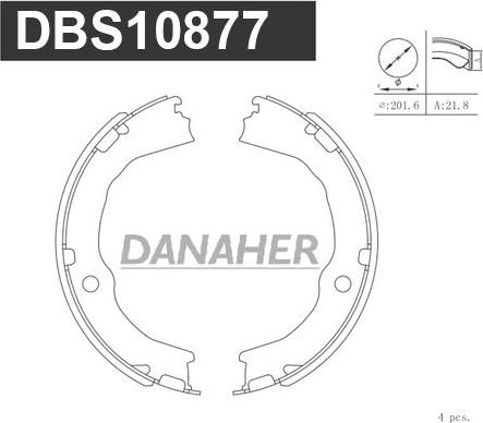 Danaher DBS10877 - Комплект гальм, ручник, парковка autocars.com.ua