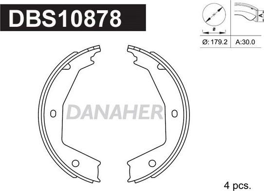 Danaher DBS10878 - Комплект гальм, ручник, парковка autocars.com.ua