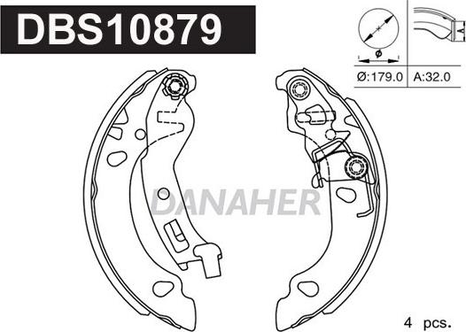 Danaher DBS10879 - Комплект гальм, барабанний механізм autocars.com.ua