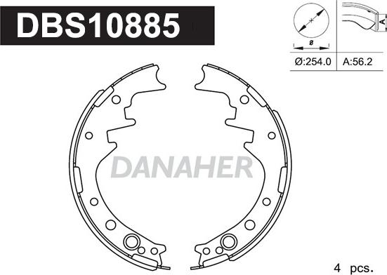 Danaher DBS10885 - Комплект гальм, барабанний механізм autocars.com.ua