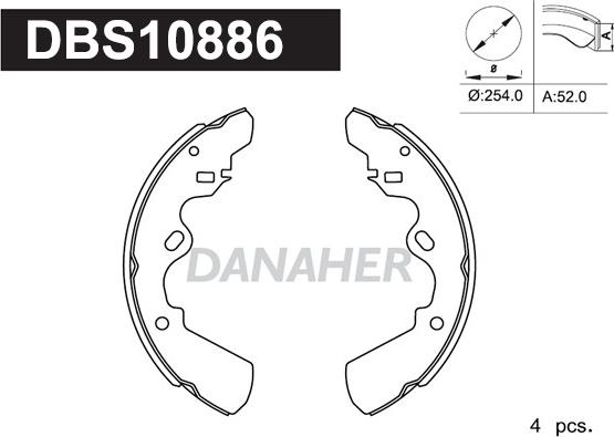 Danaher DBS10886 - Комплект гальм, барабанний механізм autocars.com.ua