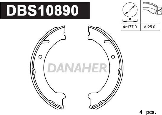 Danaher DBS10890 - Комплект гальм, ручник, парковка autocars.com.ua