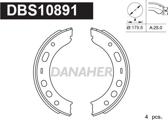 Danaher DBS10891 - Комплект гальм, ручник, парковка autocars.com.ua