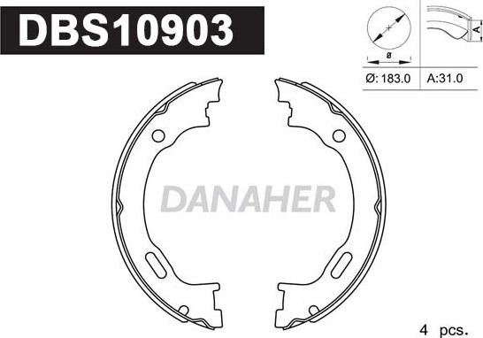 Danaher DBS10903 - Комплект гальм, ручник, парковка autocars.com.ua
