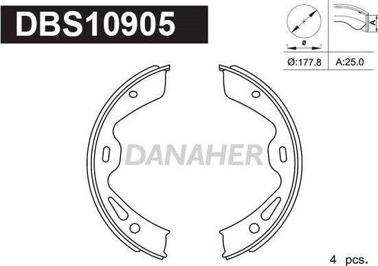 Danaher DBS10905 - Комплект гальм, ручник, парковка autocars.com.ua