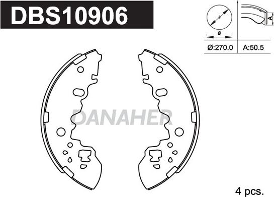 Danaher DBS10906 - Комплект гальм, барабанний механізм autocars.com.ua