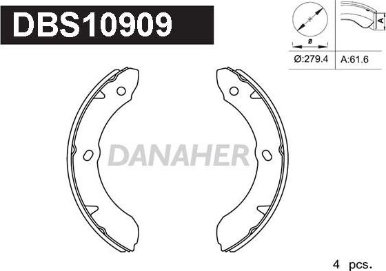 Danaher DBS10909 - Комплект гальм, барабанний механізм autocars.com.ua