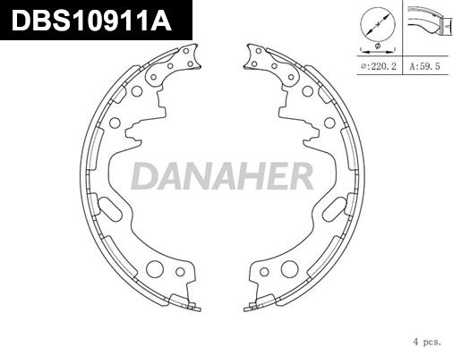 Danaher DBS10911A - Комплект гальм, барабанний механізм autocars.com.ua