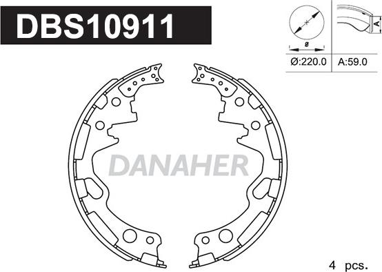 Danaher DBS10911 - Комплект гальм, барабанний механізм autocars.com.ua