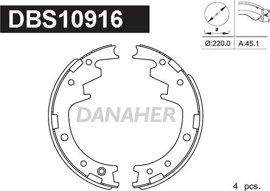 Danaher DBS10916 - Комплект гальм, барабанний механізм autocars.com.ua