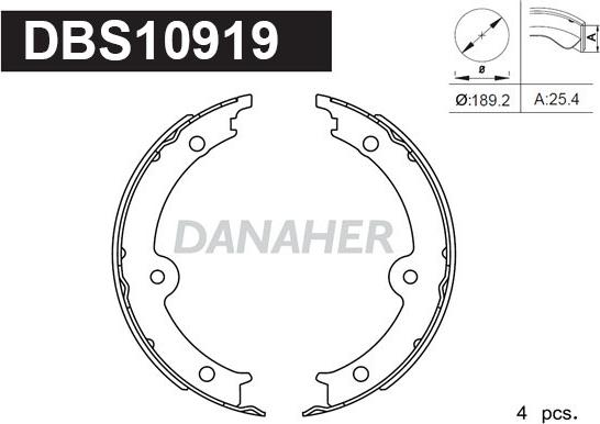 Danaher DBS10919 - Комплект тормозов, ручник, парковка autodnr.net