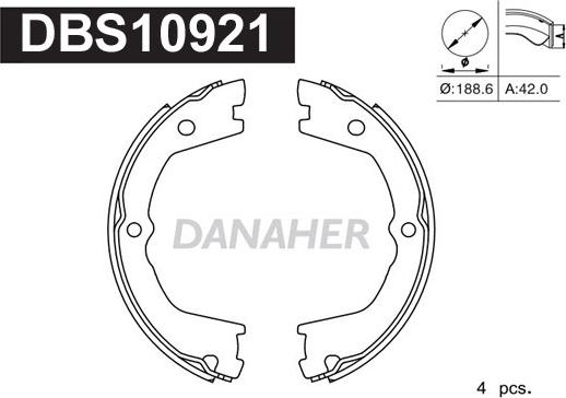 Danaher DBS10921 - Комплект гальм, ручник, парковка autocars.com.ua