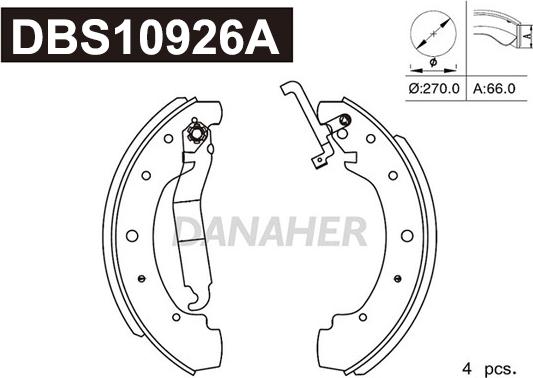 Danaher DBS10926A - Комплект тормозных колодок, барабанные autodnr.net