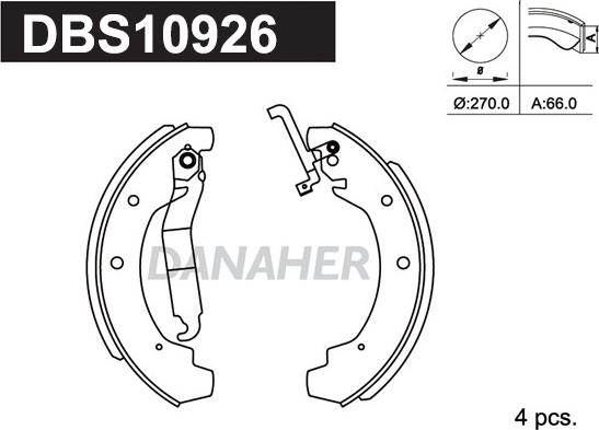 Danaher DBS10926 - Комплект тормозных колодок, барабанные autodnr.net