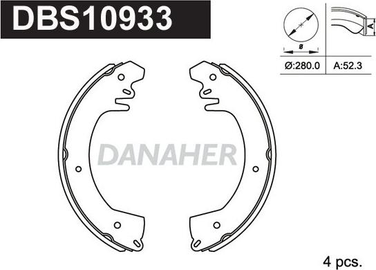 Danaher DBS10933 - Комплект тормозных колодок, барабанные autodnr.net