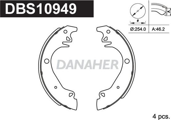 Danaher DBS10949 - Комплект тормозных колодок, барабанные autodnr.net