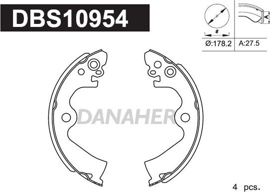 Danaher DBS10954 - Комплект тормозных колодок, барабанные autodnr.net