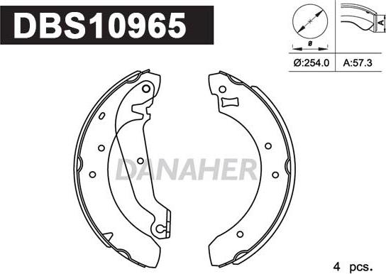 Danaher DBS10965 - Комплект тормозных колодок, барабанные autodnr.net