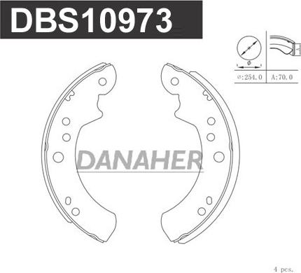 Danaher DBS10973 - Комплект гальм, барабанний механізм autocars.com.ua