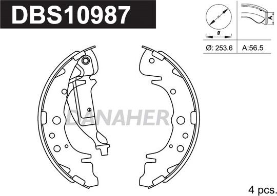 Danaher DBS10987 - Комплект гальм, барабанний механізм autocars.com.ua