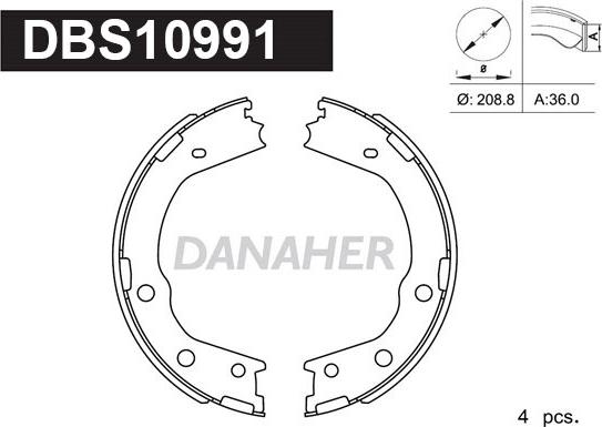 Danaher DBS10991 - Комплект гальм, ручник, парковка autocars.com.ua