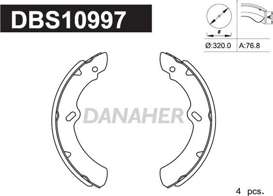 Danaher DBS10997 - Комплект гальм, барабанний механізм autocars.com.ua