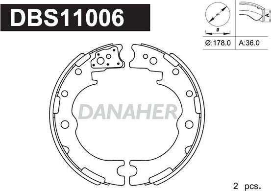 Danaher DBS11006 - Комплект гальм, ручник, парковка autocars.com.ua