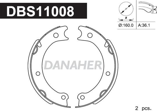 Danaher DBS11008 - Комплект гальм, ручник, парковка autocars.com.ua