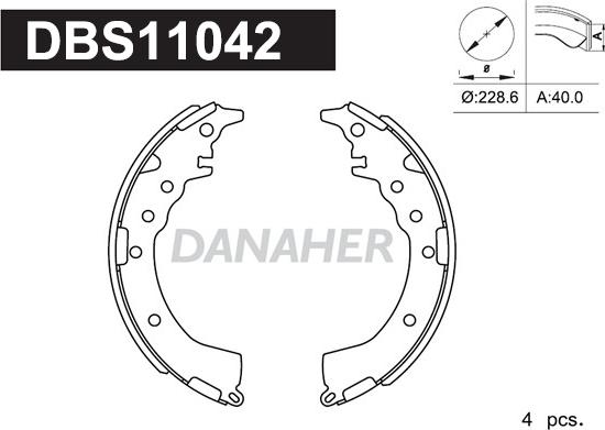 Danaher DBS11042 - Комплект гальм, барабанний механізм autocars.com.ua