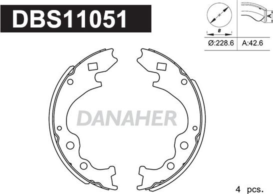 Danaher DBS11051 - Комплект гальм, барабанний механізм autocars.com.ua