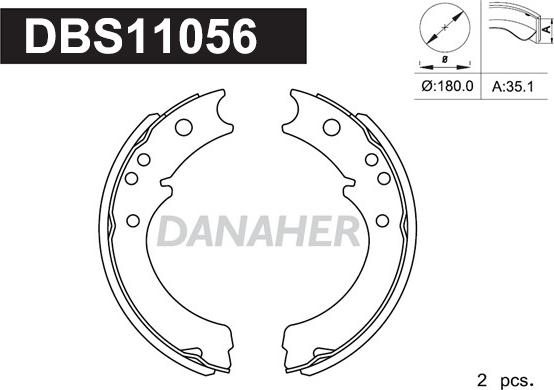 Danaher DBS11056 - Комплект гальм, ручник, парковка autocars.com.ua