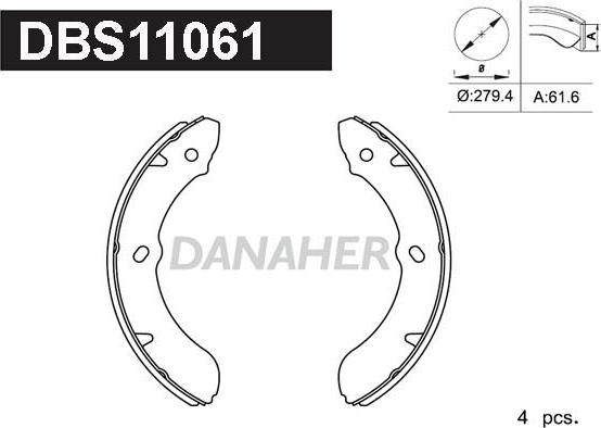 Danaher DBS11061 - Комплект гальм, барабанний механізм autocars.com.ua