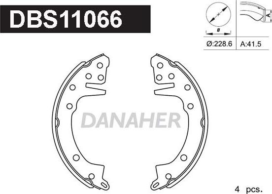 Danaher DBS11066 - Комплект гальм, барабанний механізм autocars.com.ua