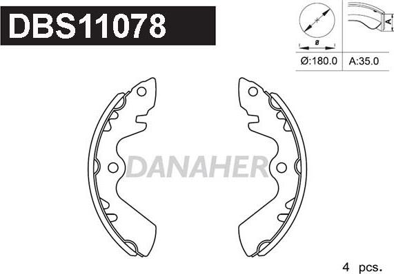 Danaher DBS11078 - Комплект гальм, барабанний механізм autocars.com.ua