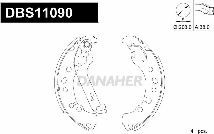 Danaher DBS11090 - Комплект гальм, барабанний механізм autocars.com.ua