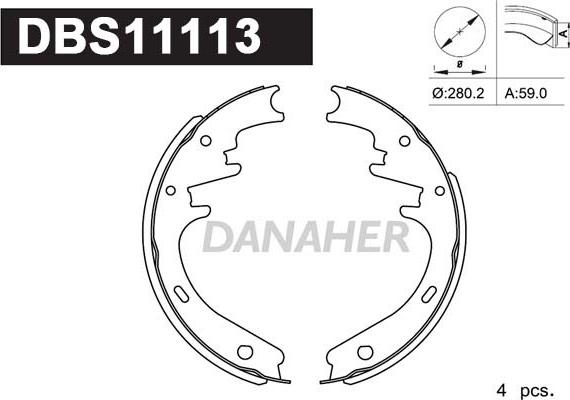 Danaher DBS11113 - Комплект гальм, барабанний механізм autocars.com.ua
