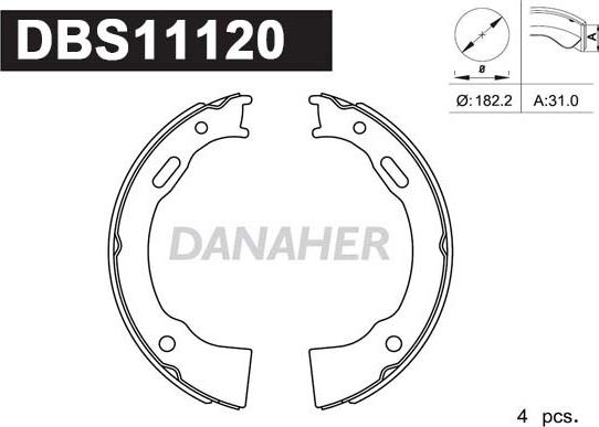 Danaher DBS11120 - Комплект гальм, ручник, парковка autocars.com.ua